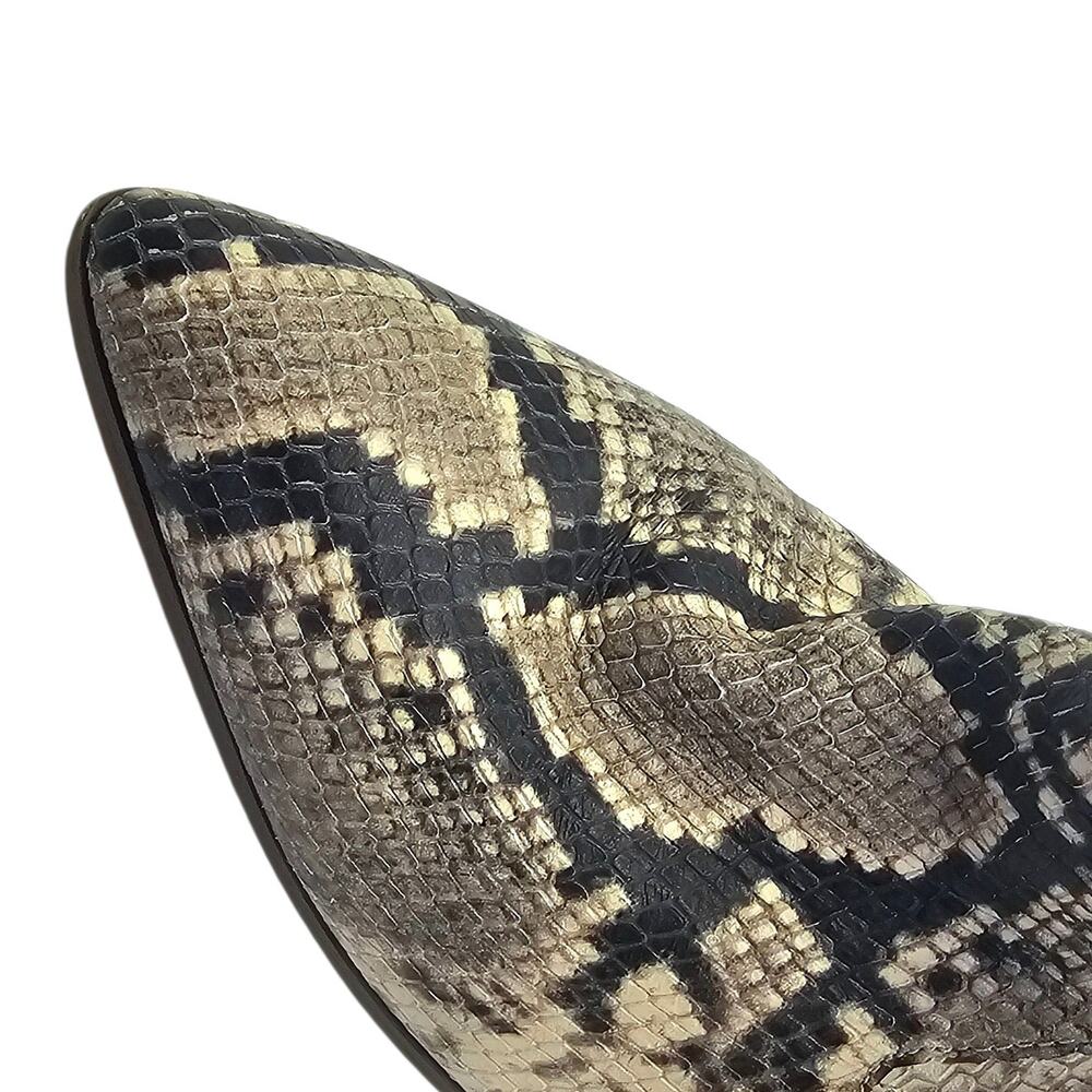 Bleecker & Bond Tan Gray Snakeskin Kailey Heeled Pointed Toe Ankle Boots - Picture 8 of 9
